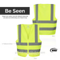 Yellow Hi Vis Reflective Workwear ANSI/ ISEA Standard High Visibility Safety Vest With Zipper